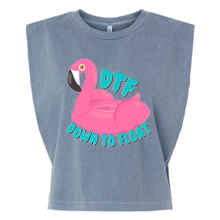 Dtf Down To Float Vacation Time Flamingo Floatie Garment-Dyed Women's Muscle Tee