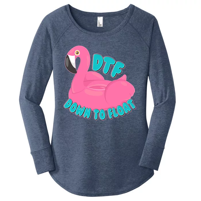 Dtf Down To Float Vacation Time Flamingo Floatie Women's Perfect Tri Tunic Long Sleeve Shirt