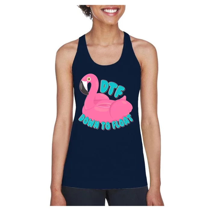 Dtf Down To Float Vacation Time Flamingo Floatie Women's Racerback Tank