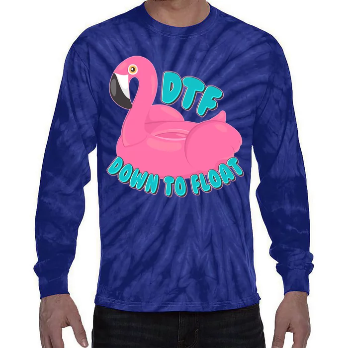 Dtf Down To Float Vacation Time Flamingo Floatie Tie-Dye Long Sleeve Shirt