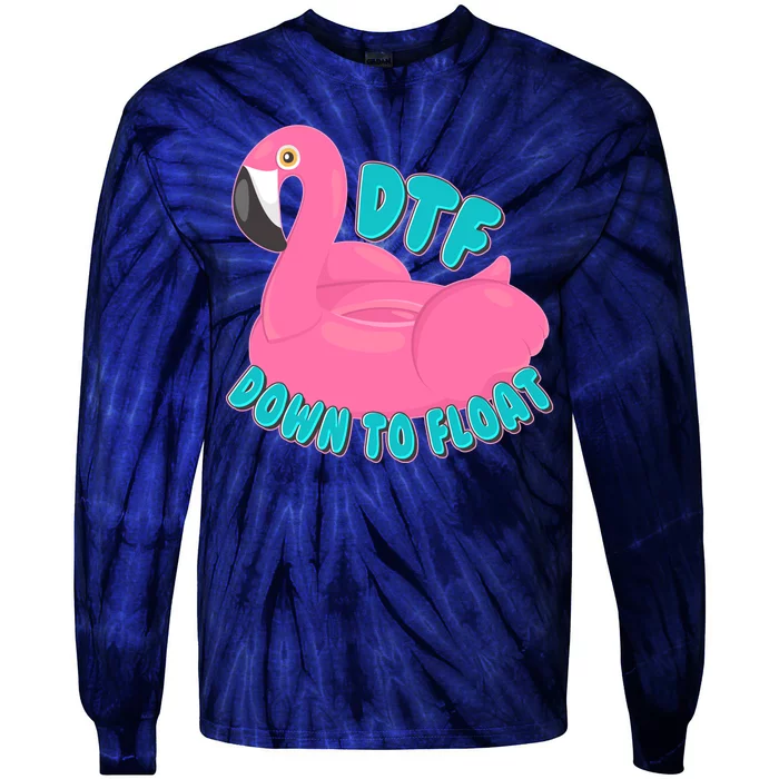 Dtf Down To Float Vacation Time Flamingo Floatie Tie-Dye Long Sleeve Shirt