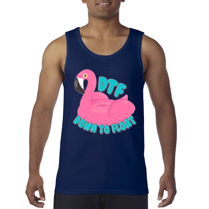 Dtf Down To Float Vacation Time Flamingo Floatie Tank Top