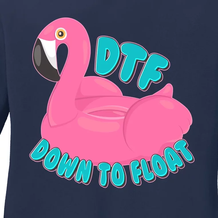 Dtf Down To Float Vacation Time Flamingo Floatie Ladies Long Sleeve Shirt