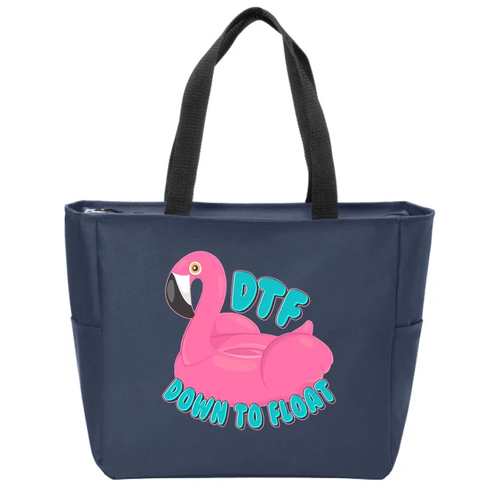 Dtf Down To Float Vacation Time Flamingo Floatie Zip Tote Bag