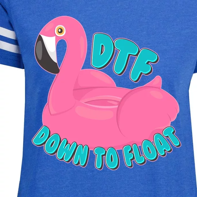 Dtf Down To Float Vacation Time Flamingo Floatie Enza Ladies Jersey Football T-Shirt