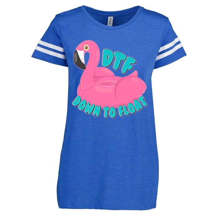 Dtf Down To Float Vacation Time Flamingo Floatie Enza Ladies Jersey Football T-Shirt