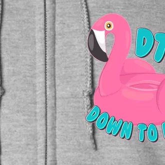 Dtf Down To Float Vacation Time Flamingo Floatie Full Zip Hoodie