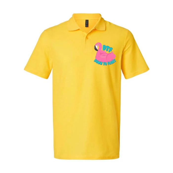 Dtf Down To Float Vacation Time Flamingo Floatie Softstyle Adult Sport Polo