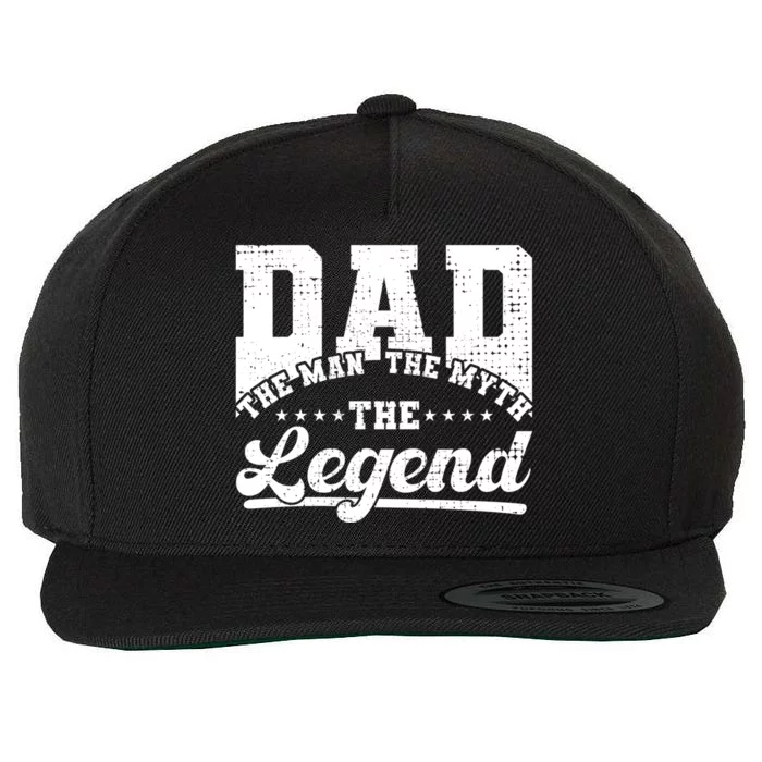 Dad Daddy The The Myth The Legend Retro Gift Wool Snapback Cap