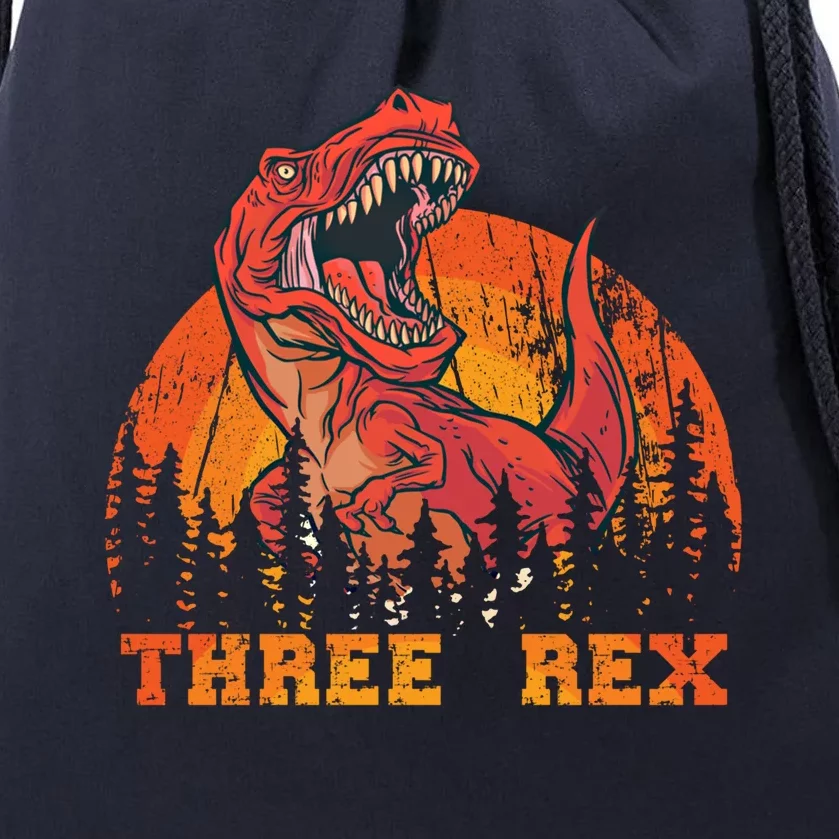 Dino Daddysaurus Three Rex T Rex Dinosaur Gift Drawstring Bag