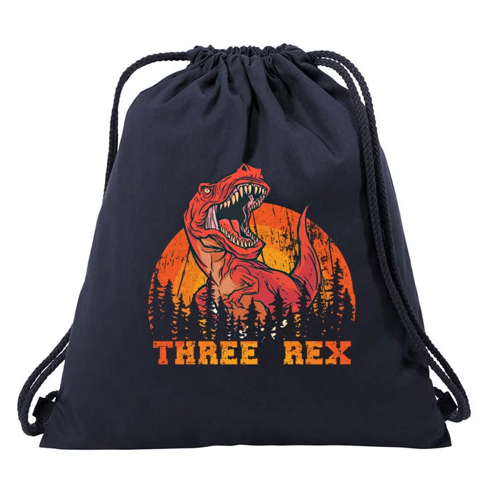 Dino Daddysaurus Three Rex T Rex Dinosaur Gift Drawstring Bag