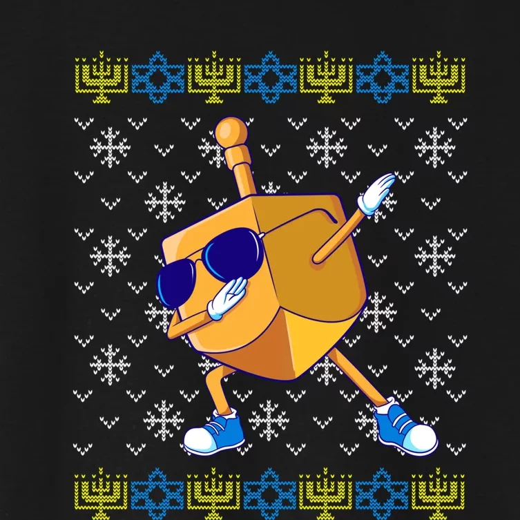 Dabbing Dreidel Ugly Hanukkah Sweater Xmas Chanukah Gift Women's Crop Top Tee