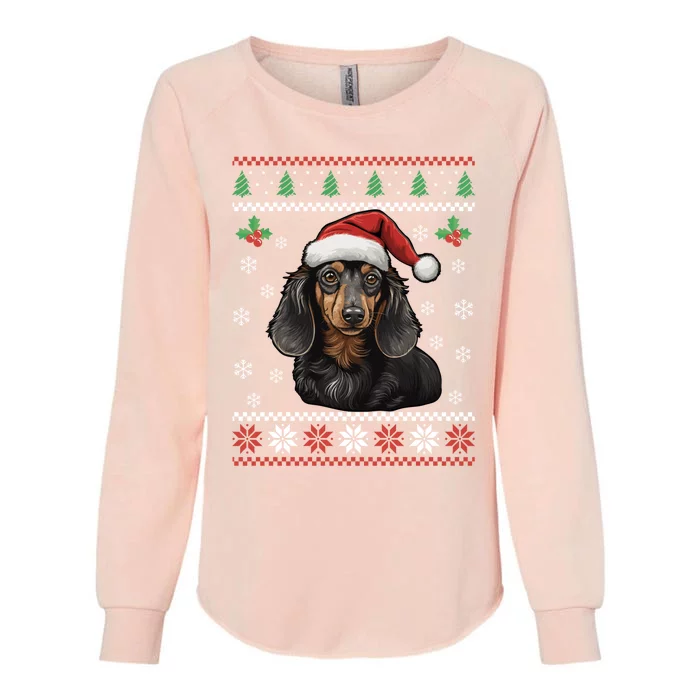 Dachshund Dog Ugly Christmas Gift Womens California Wash Sweatshirt