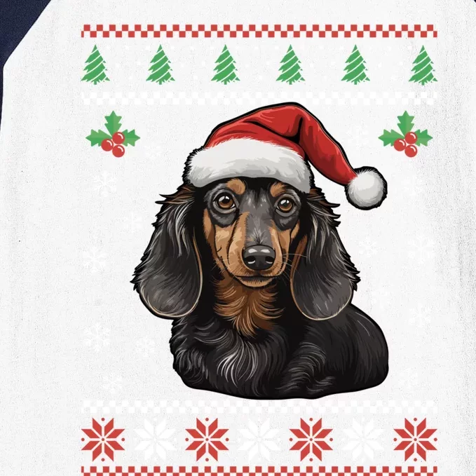 Dachshund Dog Ugly Christmas Gift Baseball Sleeve Shirt