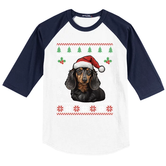 Dachshund Dog Ugly Christmas Gift Baseball Sleeve Shirt