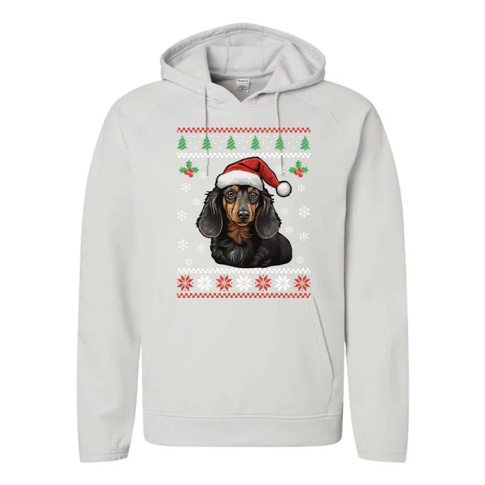 Dachshund Dog Ugly Christmas Gift Performance Fleece Hoodie