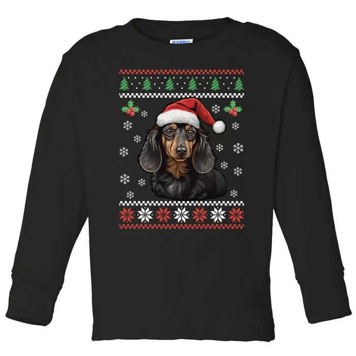 Dachshund Dog Ugly Christmas Sweater Xmas For Lovers Toddler Long Sleeve Shirt