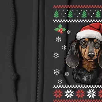 Dachshund Dog Ugly Christmas Sweater Xmas For Lovers Full Zip Hoodie