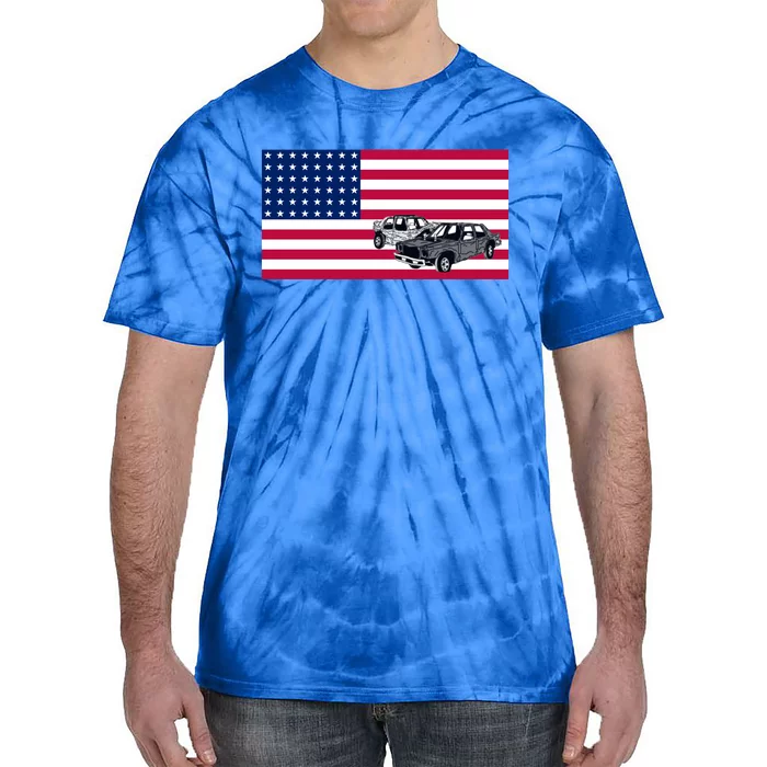 Demolition Derby Usa American Flag Car Racer 4th Of July Gift Tie-Dye T-Shirt