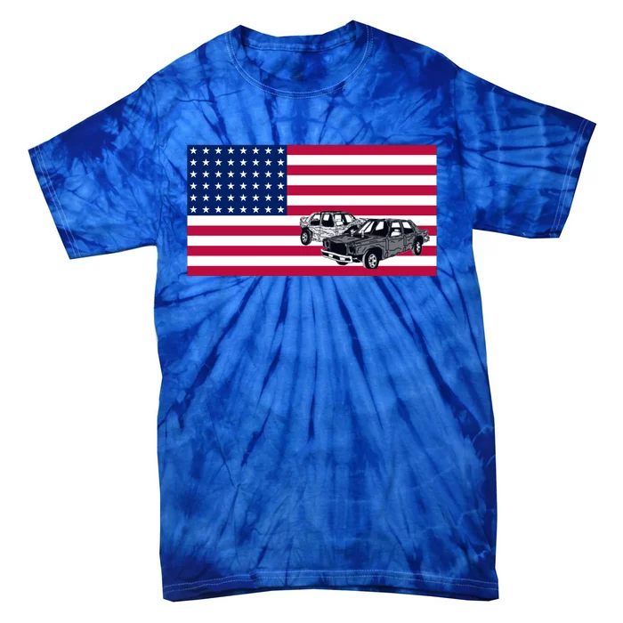 Demolition Derby Usa American Flag Car Racer 4th Of July Gift Tie-Dye T-Shirt