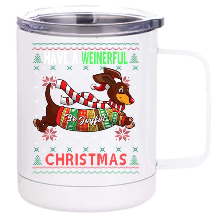 Dachshund Dog Ugly Christmas Gift Doxie Lover S Gift Meaningful Gift Front & Back 12oz Stainless Steel Tumbler Cup