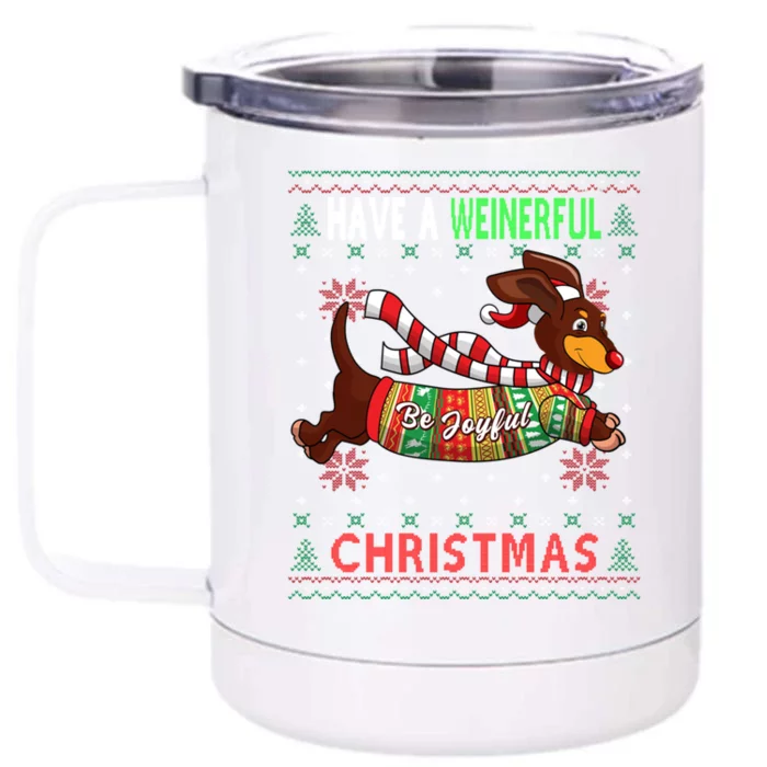 Dachshund Dog Ugly Christmas Gift Doxie Lover S Gift Meaningful Gift Front & Back 12oz Stainless Steel Tumbler Cup