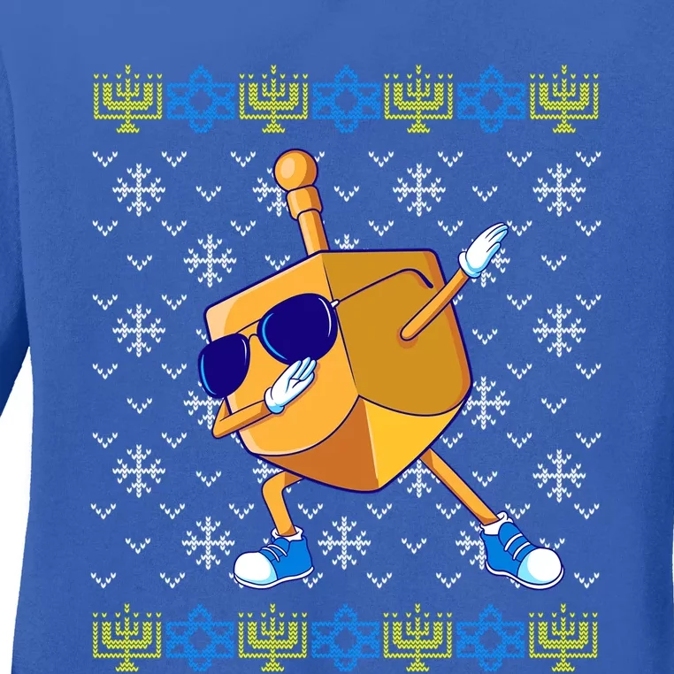 Dabbing Dreidel Ugly Hanukkah Sweater Xmas Chanukah Gift Ladies Long Sleeve Shirt