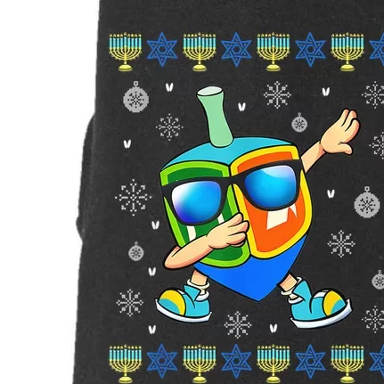 Dabbing Dreidel Ugly Hanukkah Sweater Xmas Chanukah Pajamas Doggie 3-End Fleece Hoodie