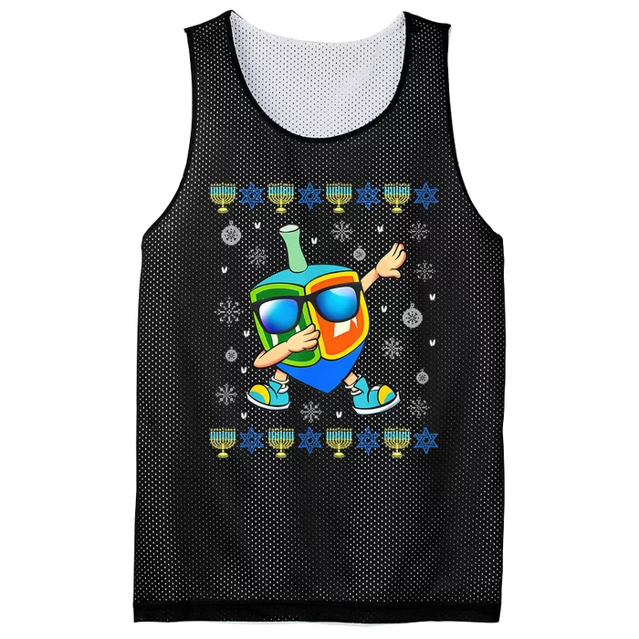 Dabbing Dreidel Ugly Hanukkah Sweater Xmas Chanukah Pajamas Mesh Reversible Basketball Jersey Tank