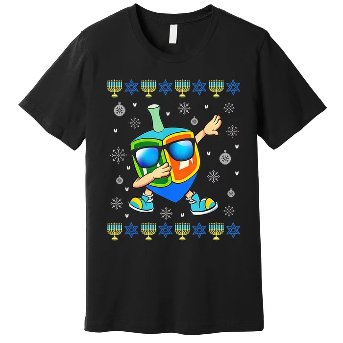 Dabbing Dreidel Ugly Hanukkah Sweater Xmas Chanukah Pajamas Premium T-Shirt