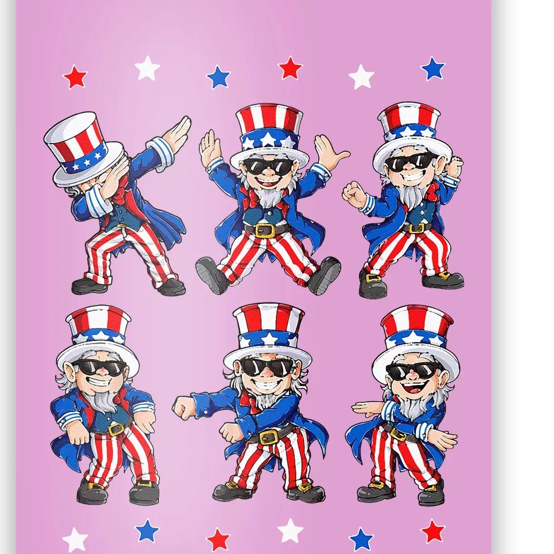 Dancing Dabbing Uncle Sam 4th Of July Kids Dance Poster