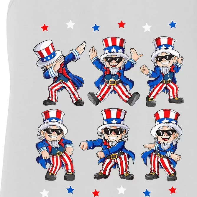 Dancing Dabbing Uncle Sam 4th Of July Kids Dance Women's Racerback Tank