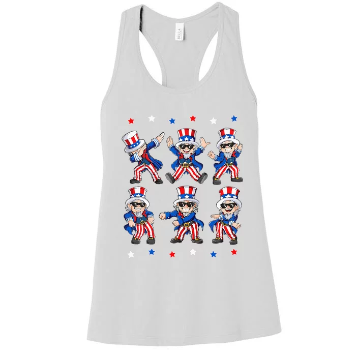 Dancing Dabbing Uncle Sam 4th Of July Kids Dance Women's Racerback Tank