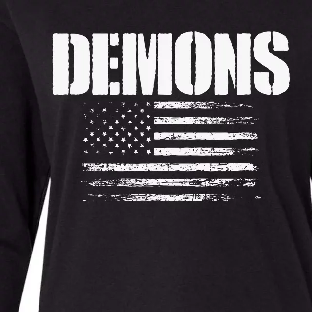 Durango Demons Usa Flag Pride Womens Cotton Relaxed Long Sleeve T-Shirt