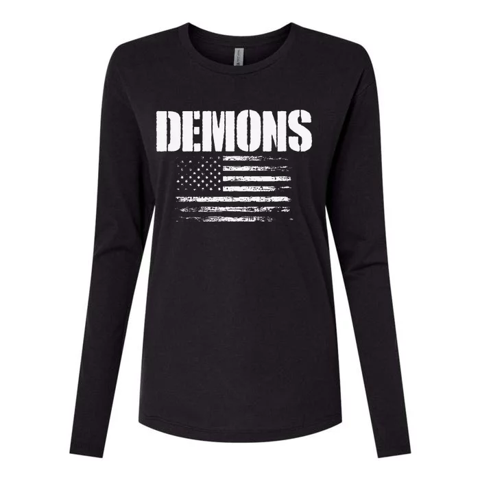 Durango Demons Usa Flag Pride Womens Cotton Relaxed Long Sleeve T-Shirt