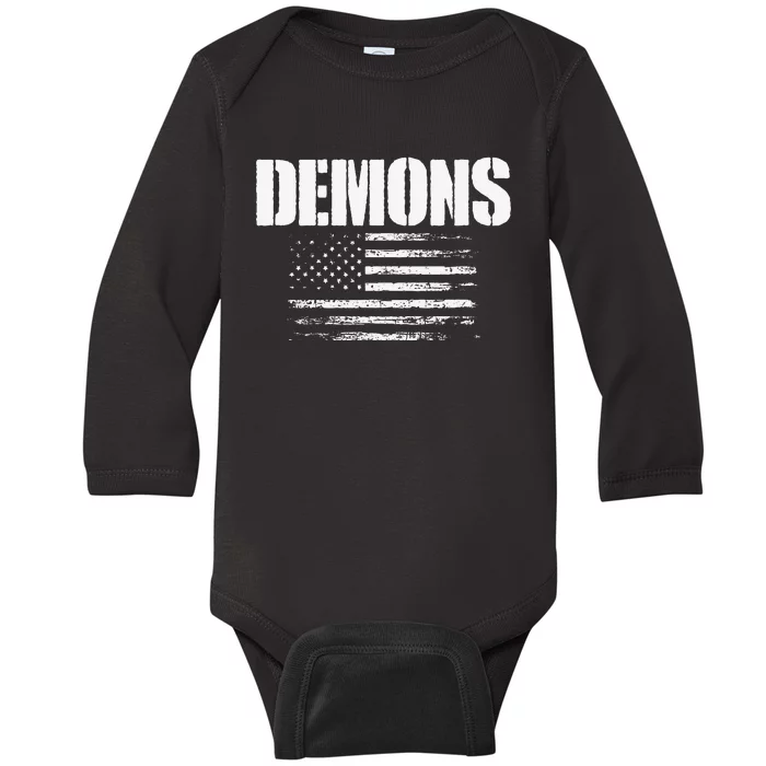 Durango Demons Usa Flag Pride Baby Long Sleeve Bodysuit