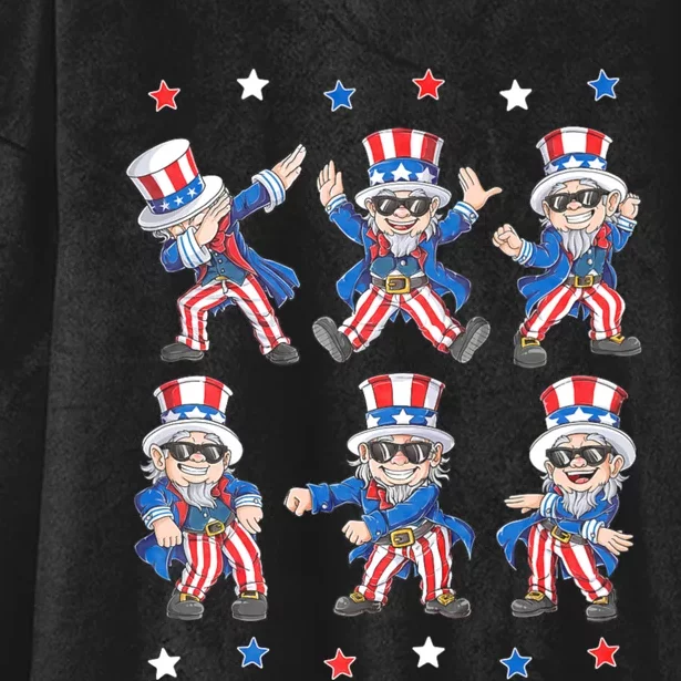 Dancing Dabbing Uncle Sam 4th Of July Hooded Wearable Blanket