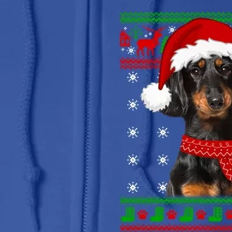 Dachshund Dog Ugly Sweater Christmas Puppy Dog Lover Great Gift Full Zip Hoodie