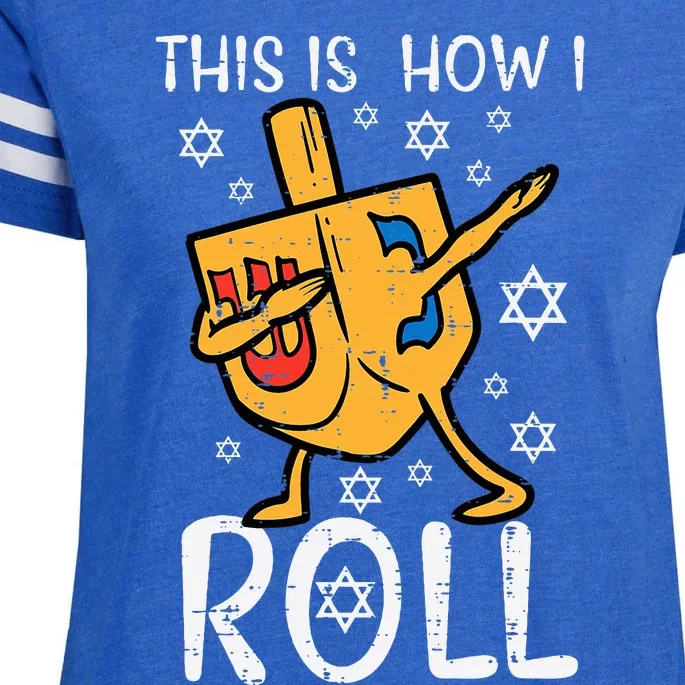 Dabbing Dreidel Ugly Hanukkah Funny Chanukah Enza Ladies Jersey Football T-Shirt