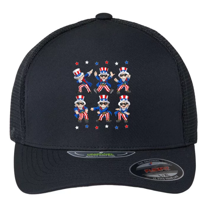 Dancing Dabbing Uncle Sam 4th Of July Kids Dance Flexfit Unipanel Trucker Cap