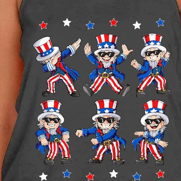 Dancing Dabbing Uncle Sam 4th Of July Kids Dance Women's Knotted Racerback Tank