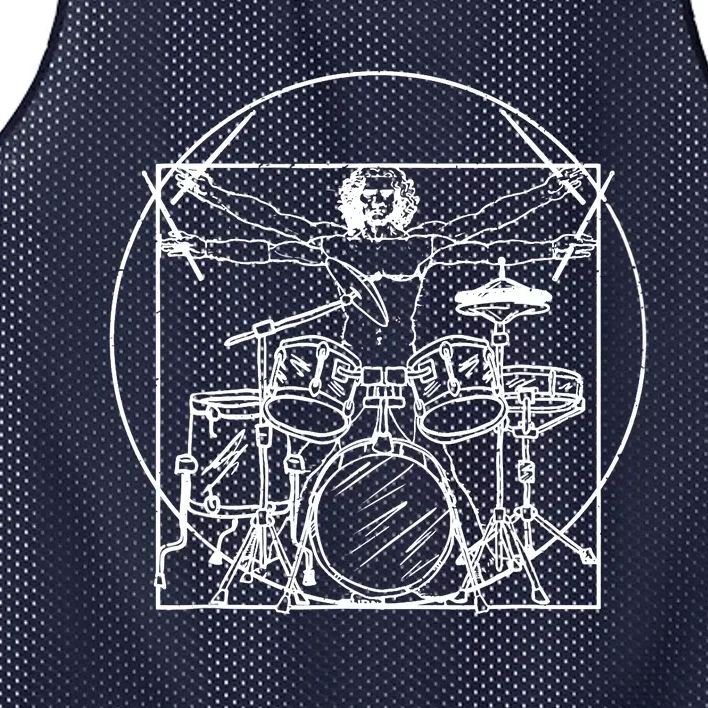 Drummer Da Vinci Drums Drawing Present For Music Fans Mesh Reversible Basketball Jersey Tank