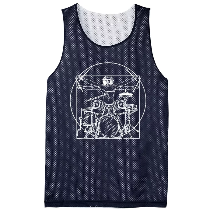 Drummer Da Vinci Drums Drawing Present For Music Fans Mesh Reversible Basketball Jersey Tank