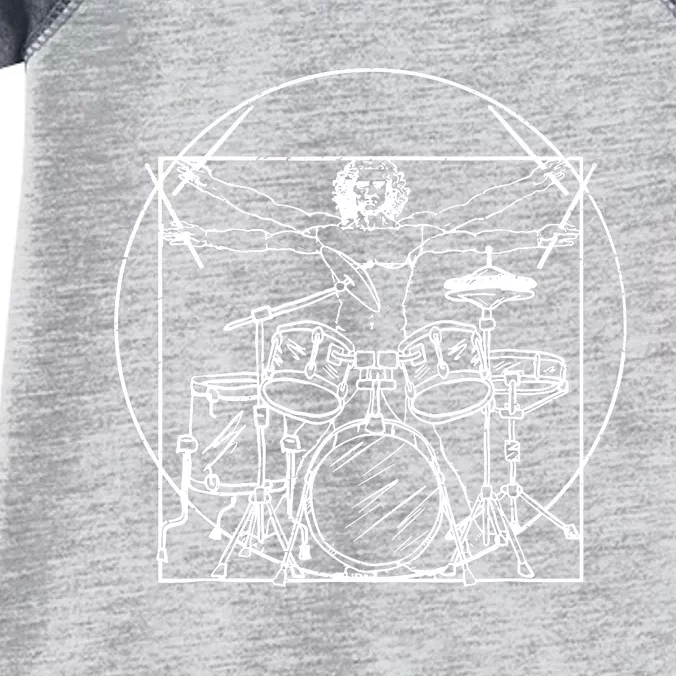 Drummer Da Vinci Drums Drawing Present For Music Fans Infant Baby Jersey Bodysuit