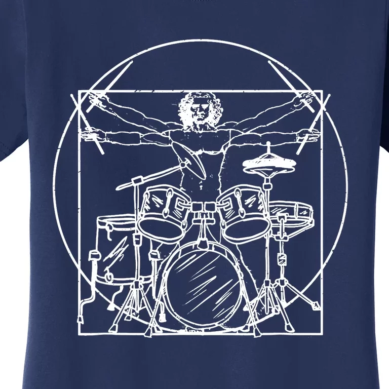 Drummer Da Vinci Drums Drawing Present For Music Fans Women's T-Shirt