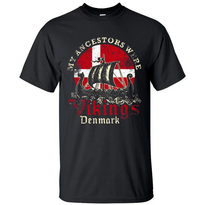 Danish Denmark Viking Ship Flag Tall T-Shirt