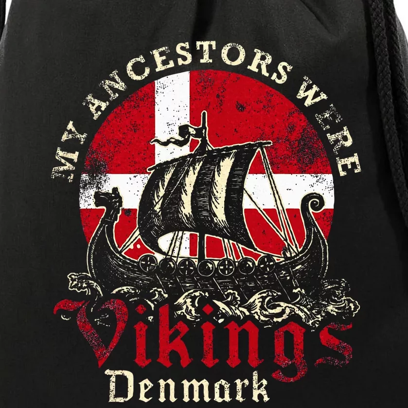 Danish Denmark Viking Ship Flag Drawstring Bag