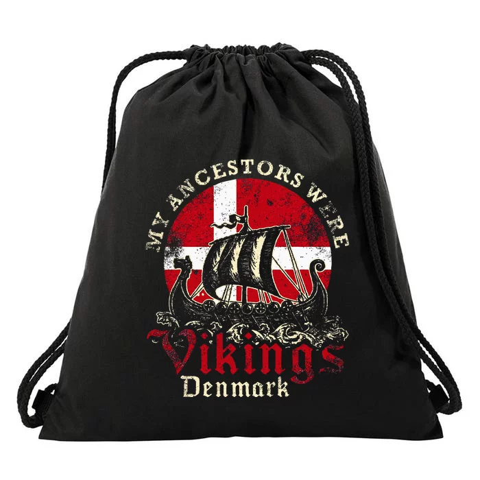 Danish Denmark Viking Ship Flag Drawstring Bag