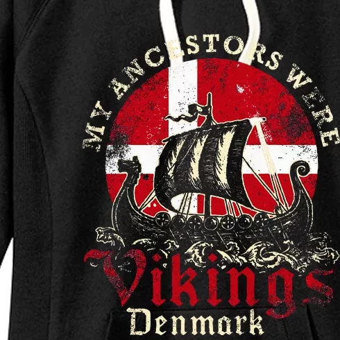 Danish Denmark Viking Ship Flag Women's Fleece Hoodie