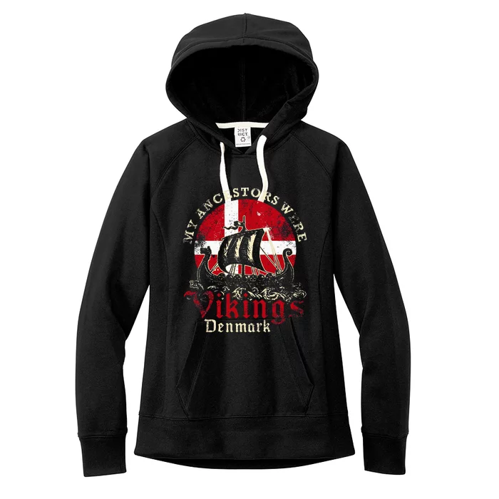 Danish Denmark Viking Ship Flag Women's Fleece Hoodie